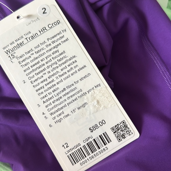 Lululemon Wunder Train High-Rise Crop 15"
College Purple size 12‎ NWT - Picture 7 of 8